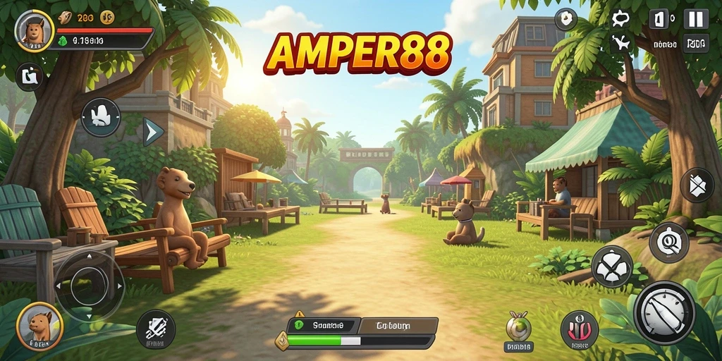 Tampilan gameplay AMPER88 yang menarik dan penuh warna.