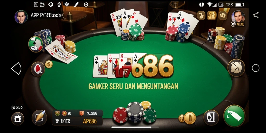 Screenshot gameplay AP686 menampilkan aksi seru permainan Poker.