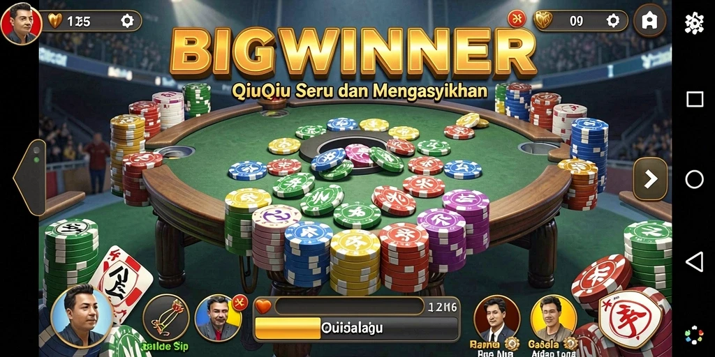 Menampilkan gameplay seru dari BIGWINNER saat bermain QiuQiu.