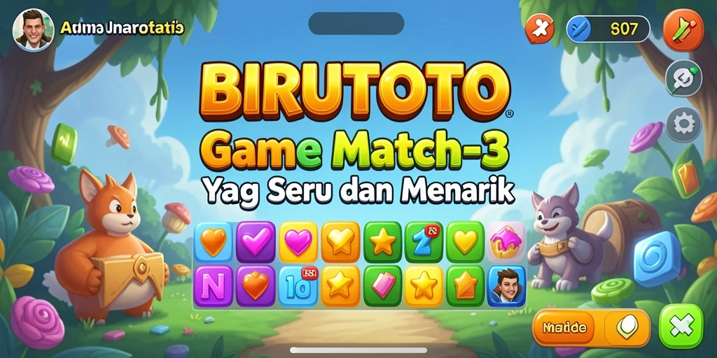 Tampilan game BIRUTOTO yang menarik saat mencocokkan batu permata.
