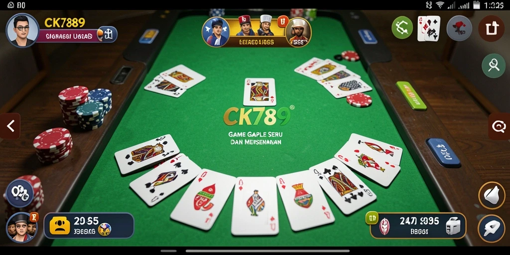 Screenshot gameplay CK789 menampilkan serunya permainan Gaple yang kompetitif.