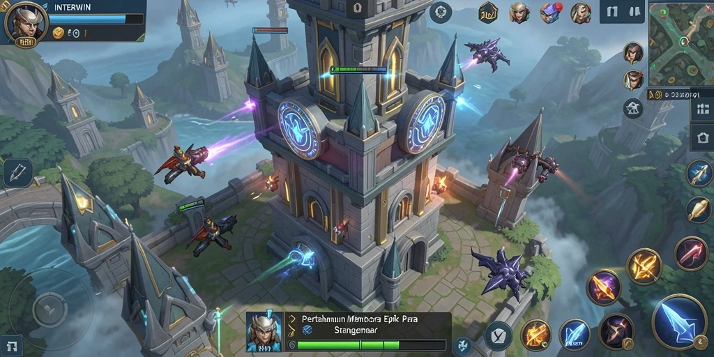 Screenshot INTERWIN menampilkan aksi seru dalam gameplay Tower Defense.