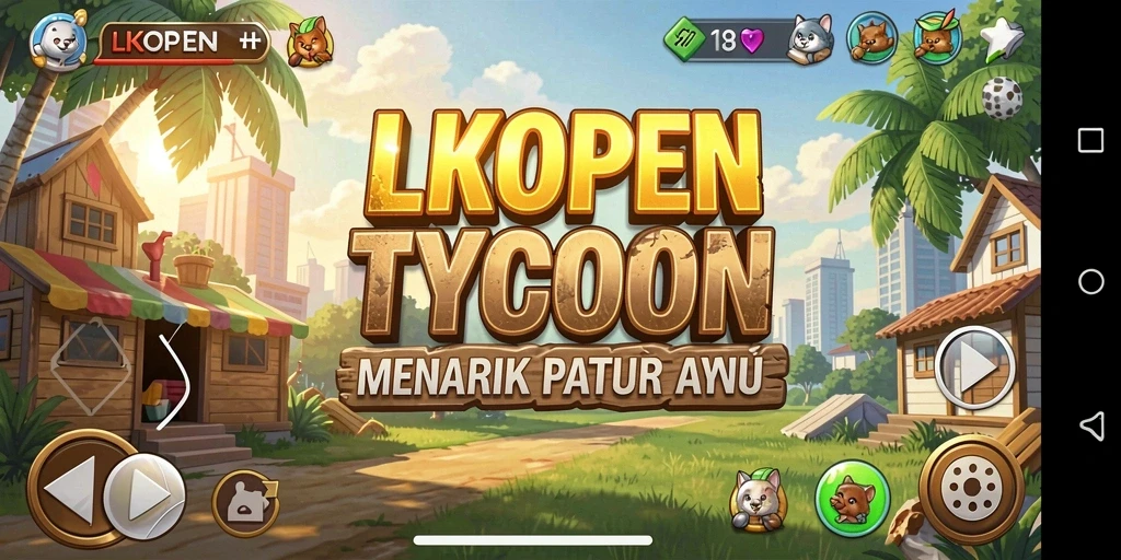 Tangkapan layar gameplay LKOPEN yang menampilkan manajemen bisnis.