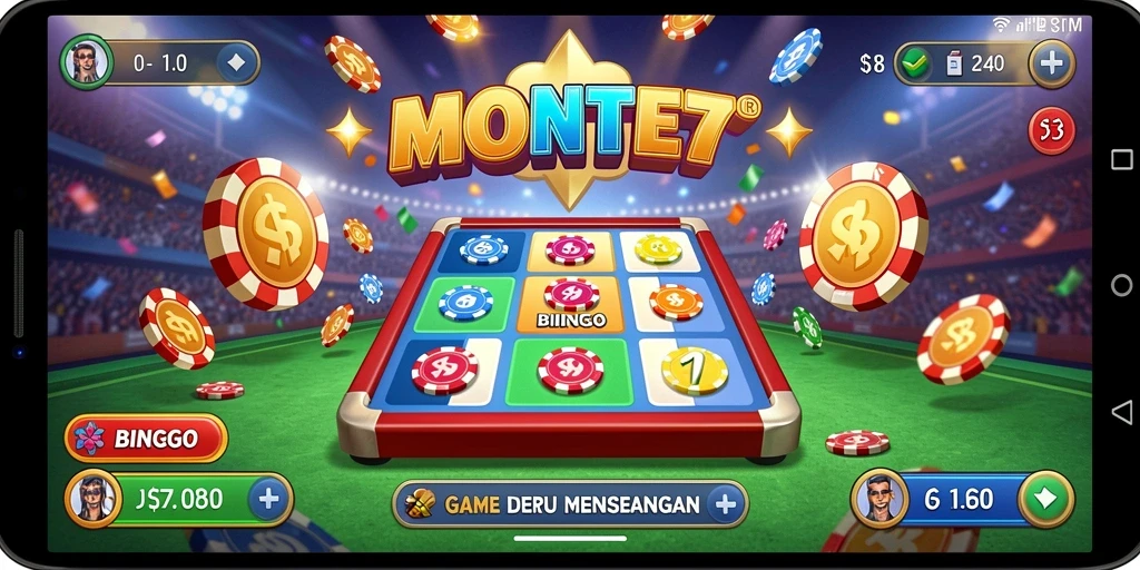 Tampilan seru dari gameplay Bingo di MONTE77.