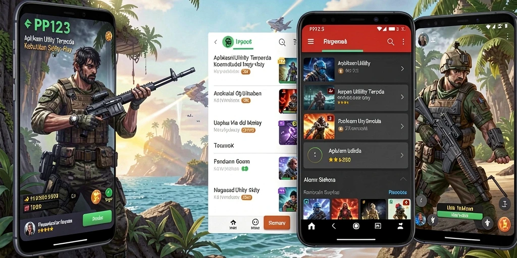 Screenshot utama PP123 menampilkan tampilan antarmuka aplikasi Utility yang menarik.