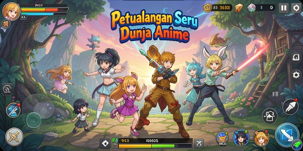 Screenshot menampilkan karakter anime dalam aksi pertempuran yang hebat.