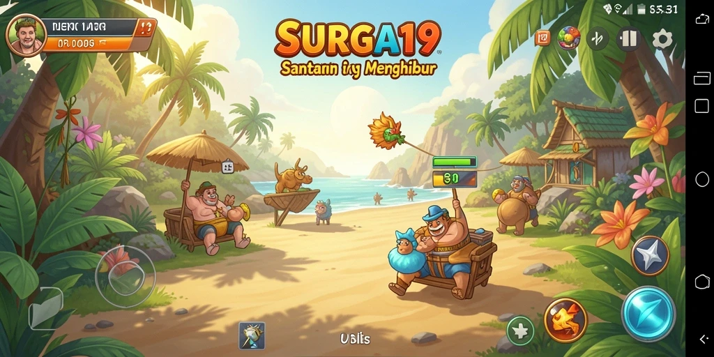 Tampilan gameplay SURGA19 yang ceria dan menarik.