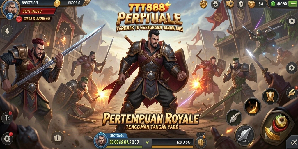 Tangkapan layar utama TTT888 menunjukkan aksi pertempuran Battle Royale yang mendebarkan.